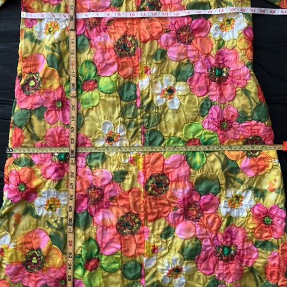 Vintage Embossed Floral 3/4 Zip Front House Coat Lounger Muumuu Dress Size M - Picture 10 of 14